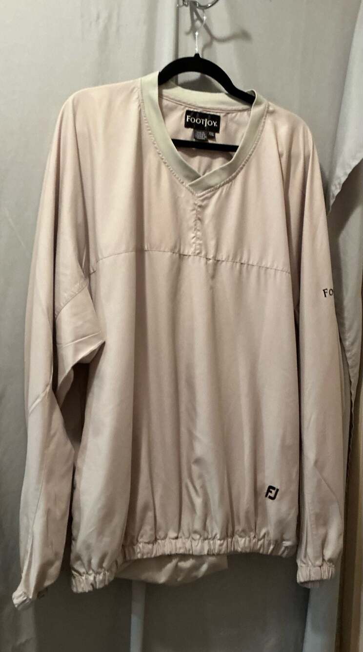 FootJoy Men's V-Neck Windbreaker Golf Pullover Jacket Tan Size XXL